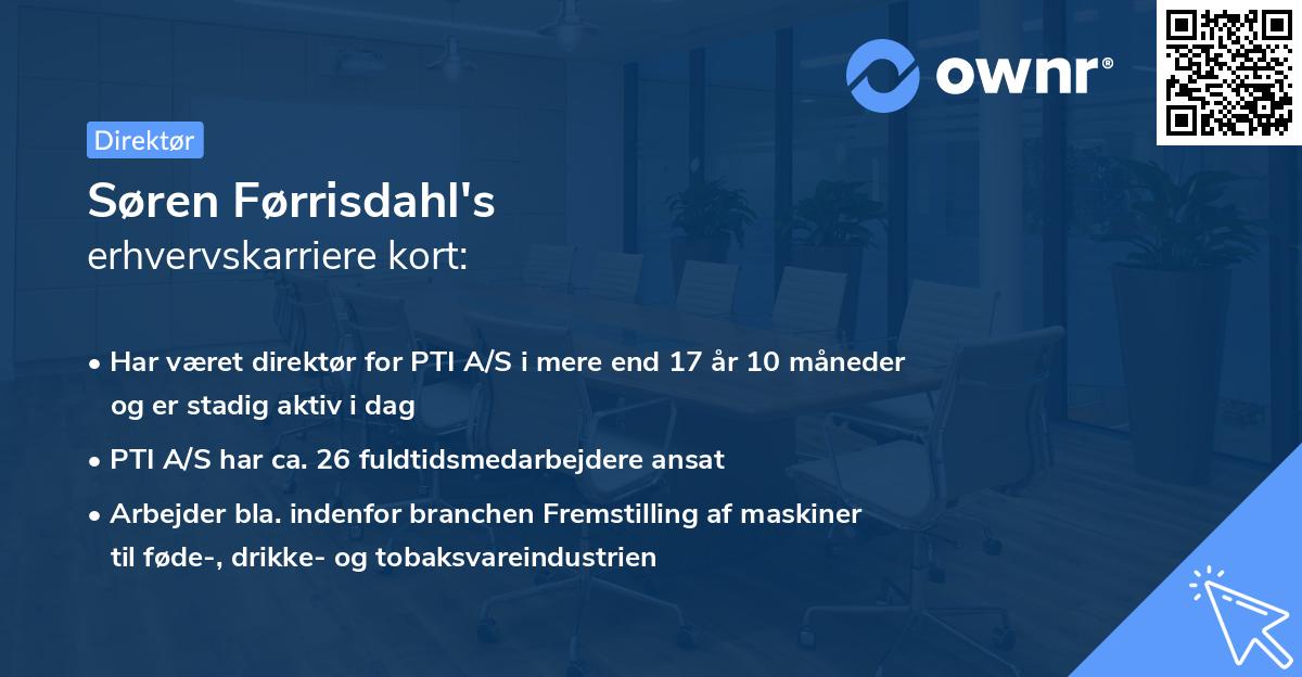 Søren Førrisdahl's erhvervskarriere kort