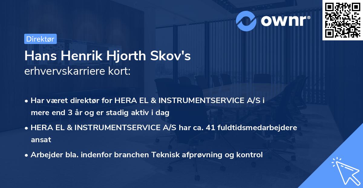 Hans Henrik Hjorth Skov's erhvervskarriere kort