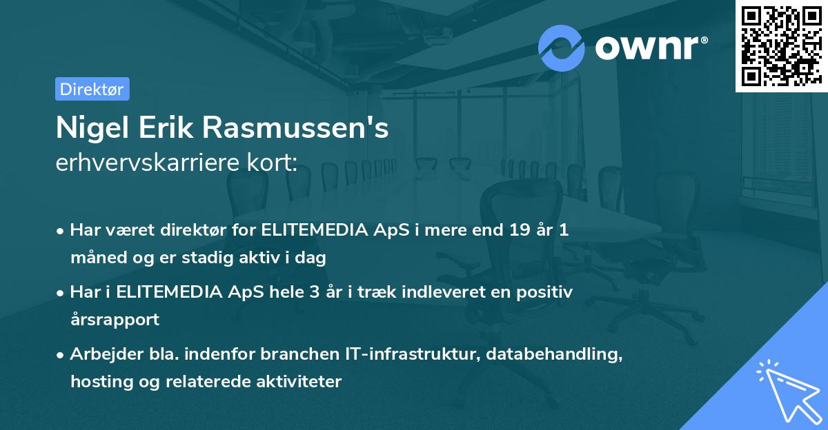 Nigel Erik Rasmussen's erhvervskarriere kort