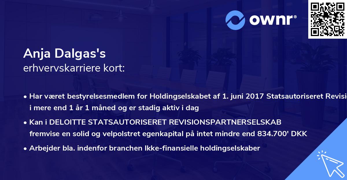 Anja Dalgas's erhvervskarriere kort