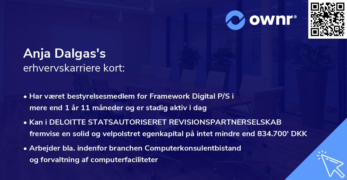 Anja Dalgas's erhvervskarriere kort
