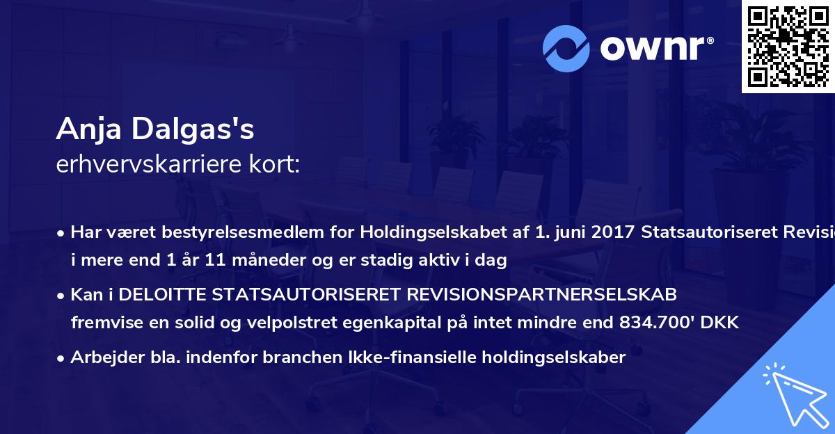 Anja Dalgas's erhvervskarriere kort