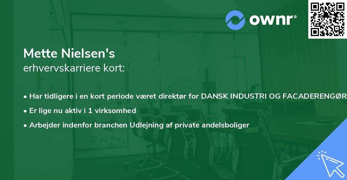 Mette Nielsen's erhvervskarriere kort
