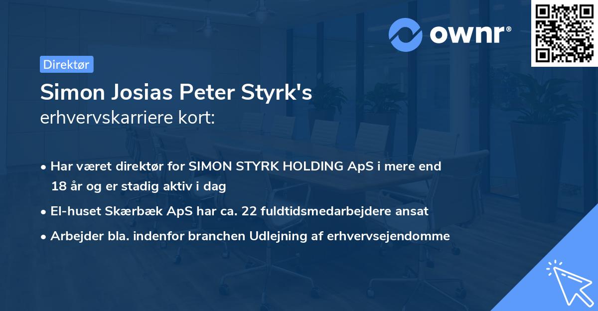 Simon Josias Peter Styrk's erhvervskarriere kort