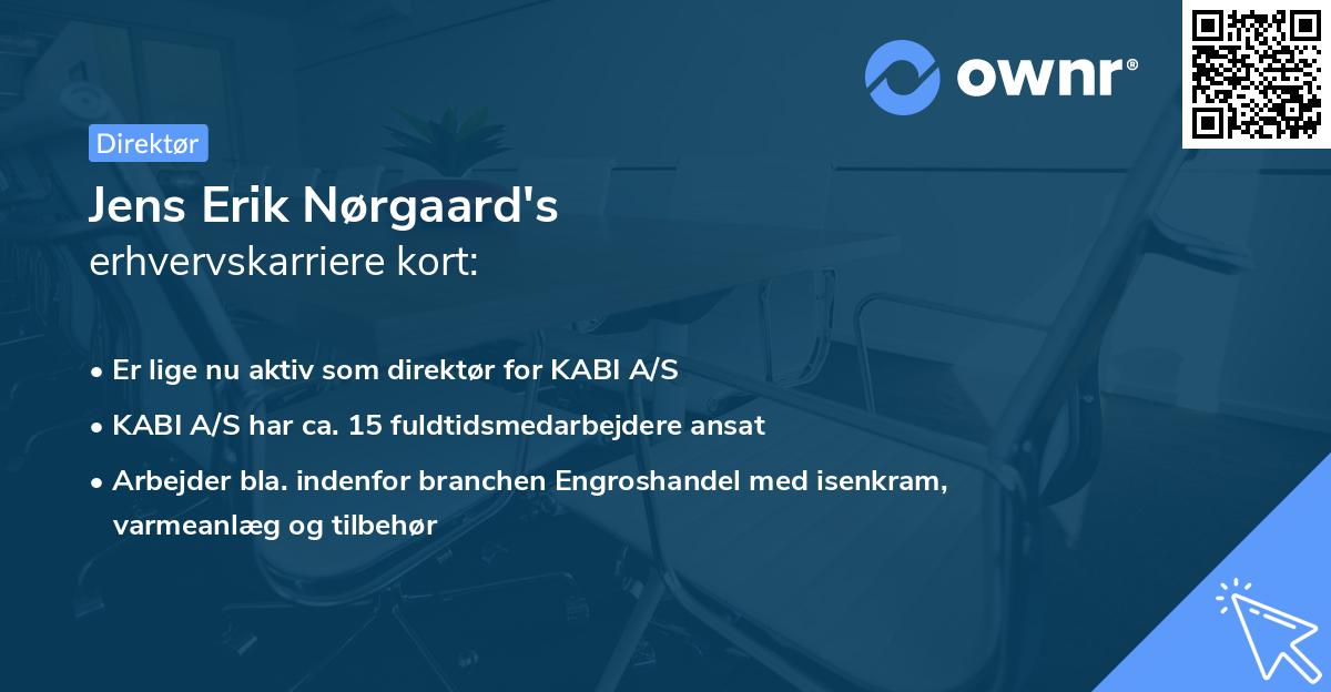 Jens Erik Nørgaard's erhvervskarriere kort