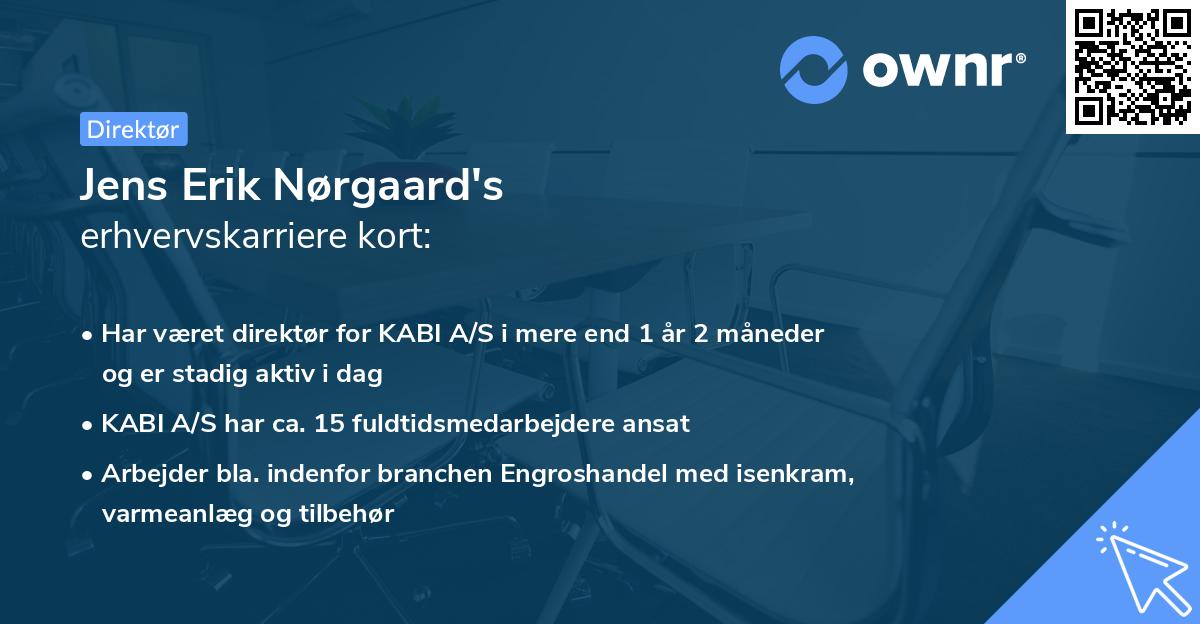 Jens Erik Nørgaard's erhvervskarriere kort