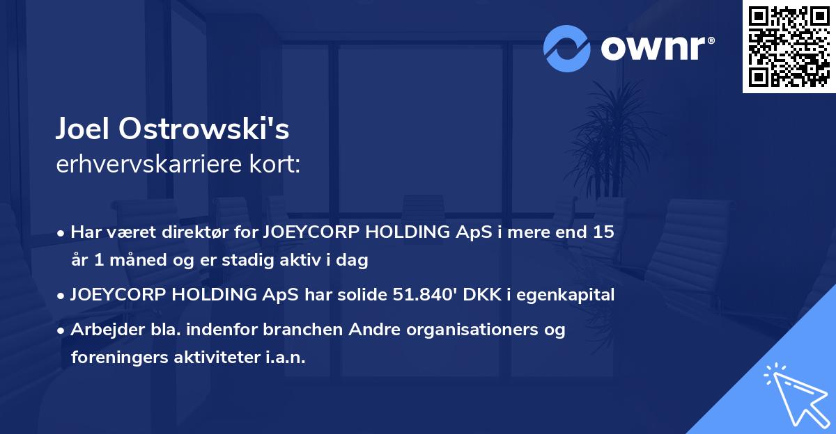 Joel Ostrowski's erhvervskarriere kort