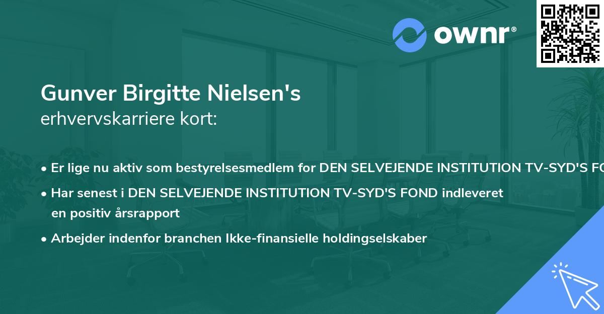 Gunver Birgitte Nielsen's erhvervskarriere kort