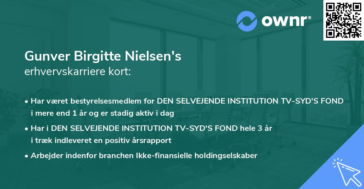 Gunver Birgitte Nielsen's erhvervskarriere kort