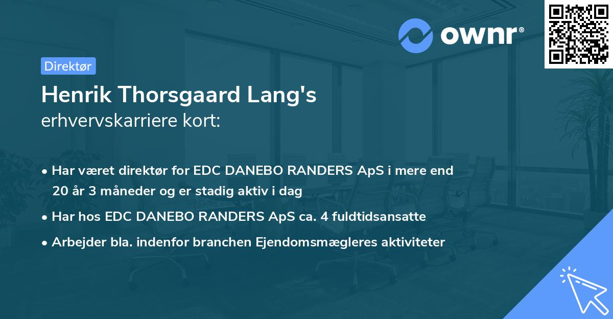 Henrik Thorsgaard Lang's erhvervskarriere kort