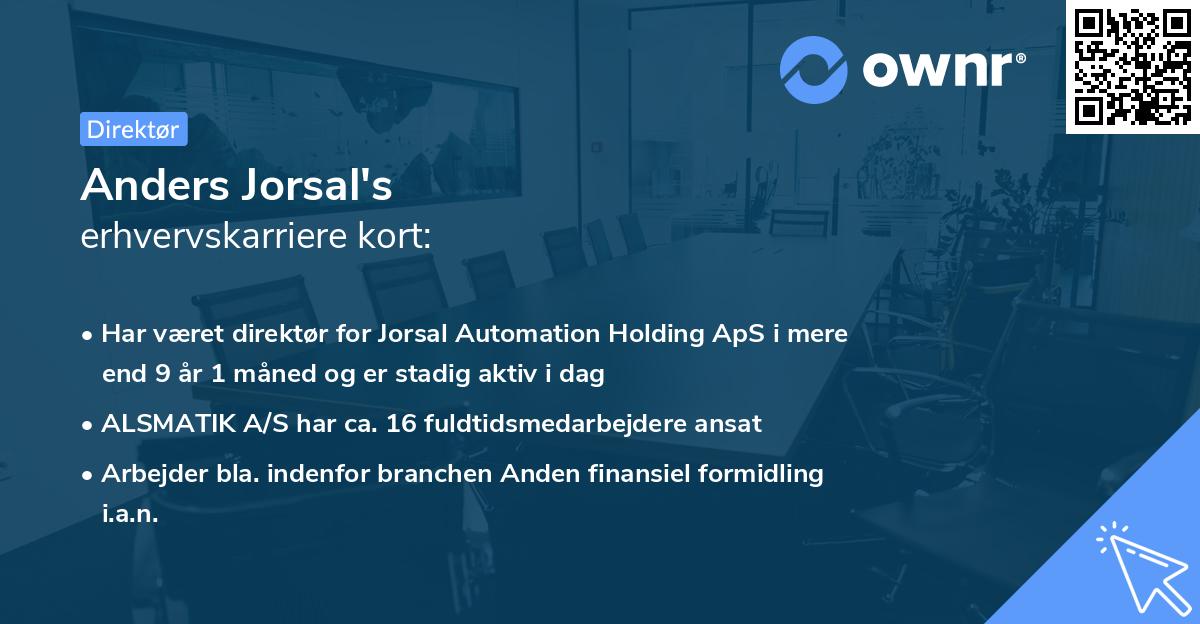 Anders Jorsal's erhvervskarriere kort