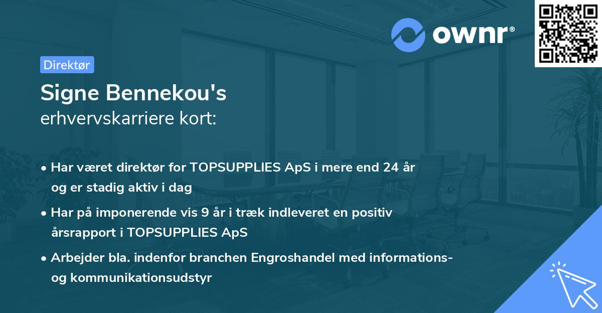 Signe Bennekou's erhvervskarriere kort