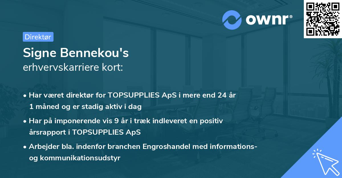 Signe Bennekou's erhvervskarriere kort
