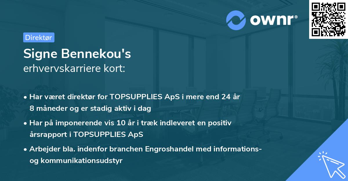 Signe Bennekou's erhvervskarriere kort