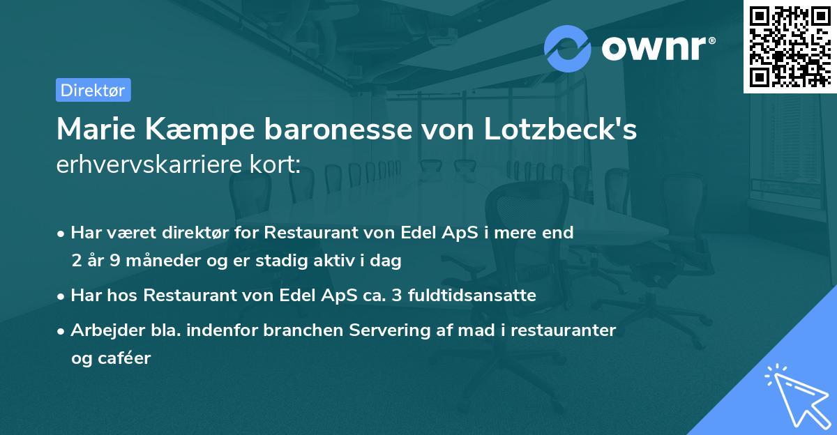 Marie Kæmpe baronesse von Lotzbeck's erhvervskarriere kort