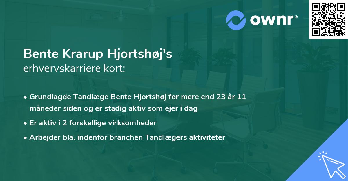 Bente Krarup Hjortshøj's erhvervskarriere kort