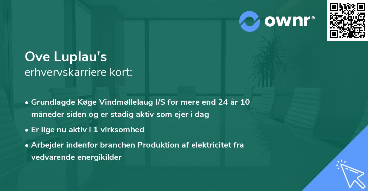 Ove Luplau's erhvervskarriere kort