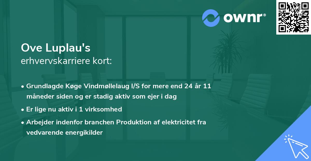 Ove Luplau's erhvervskarriere kort