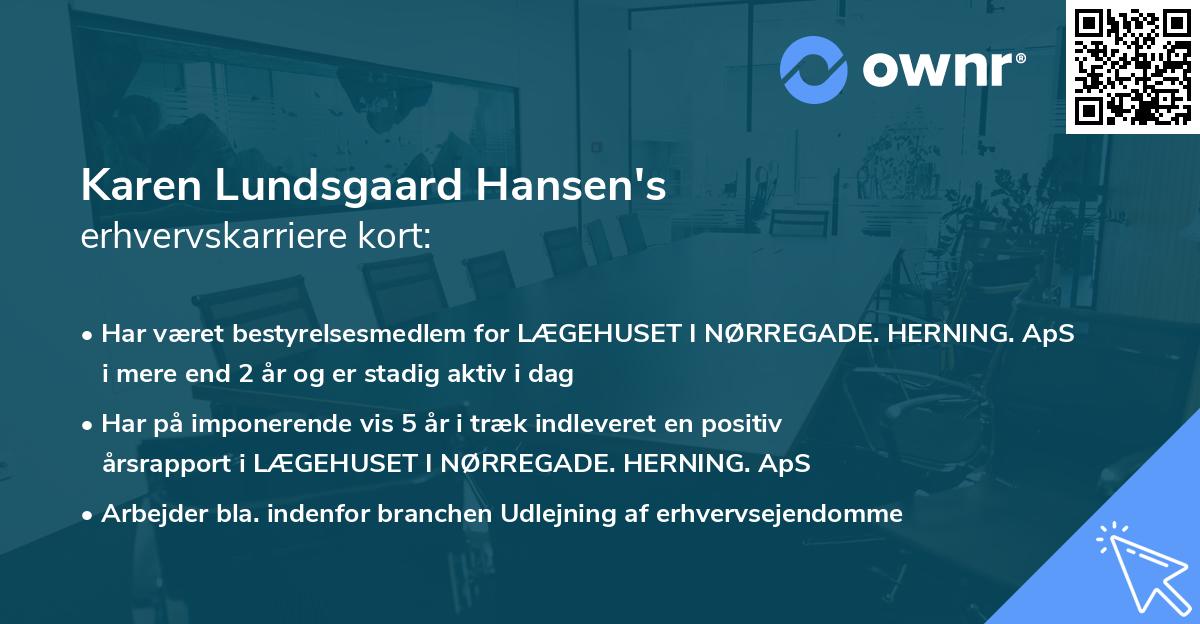 Karen Lundsgaard Hansen's erhvervskarriere kort