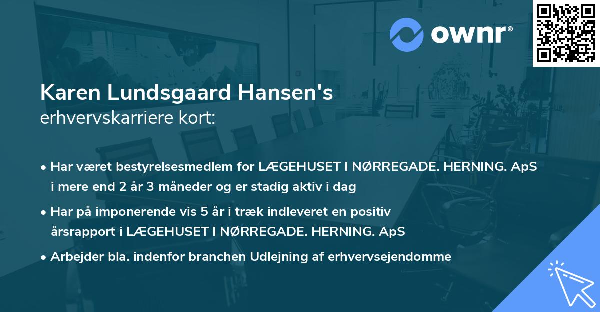 Karen Lundsgaard Hansen's erhvervskarriere kort
