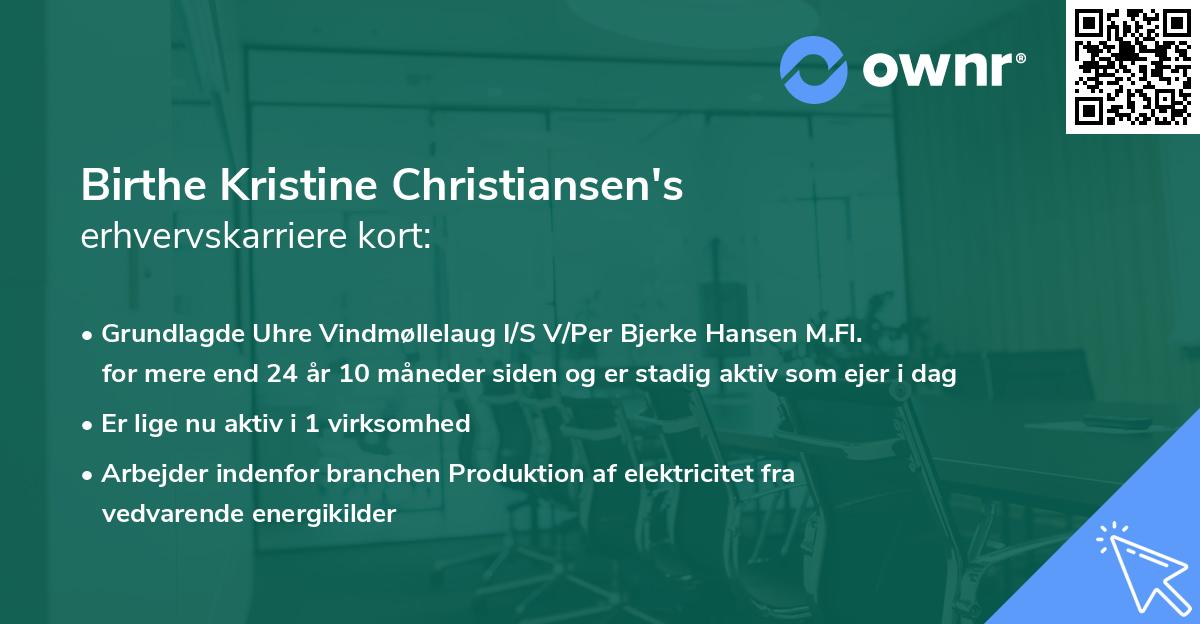 Birthe Kristine Christiansen's erhvervskarriere kort