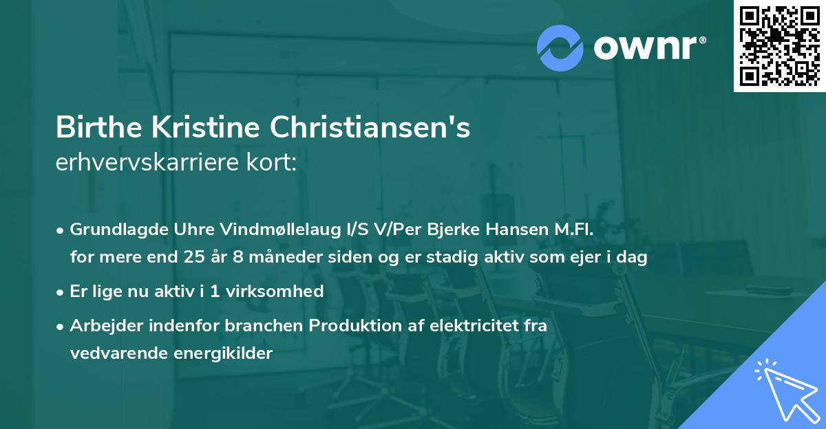 Birthe Kristine Christiansen's erhvervskarriere kort