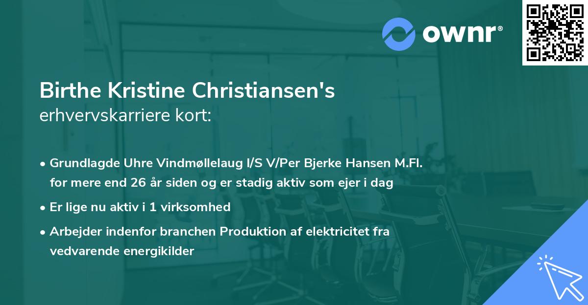 Birthe Kristine Christiansen's erhvervskarriere kort