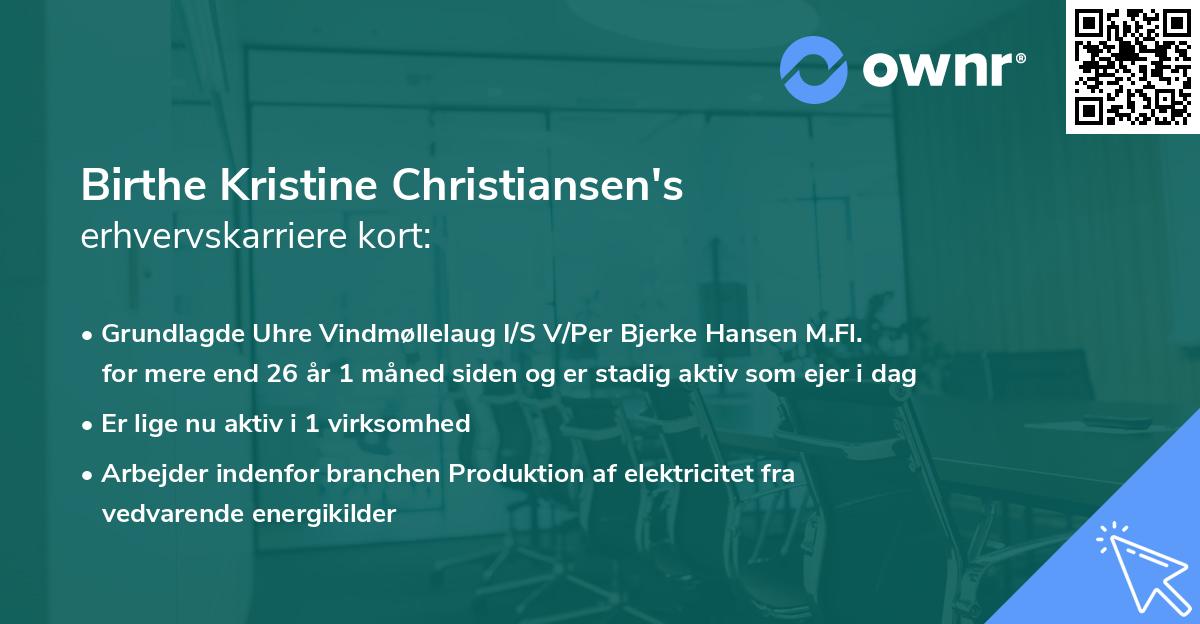 Birthe Kristine Christiansen's erhvervskarriere kort