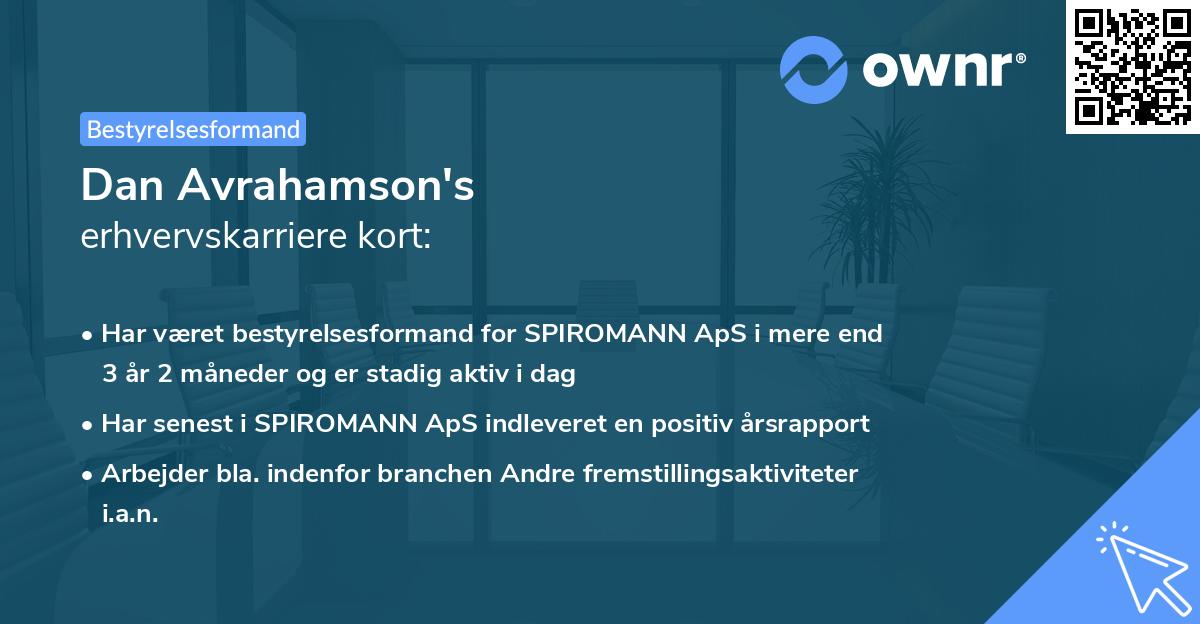 Dan Avrahamson's erhvervskarriere kort