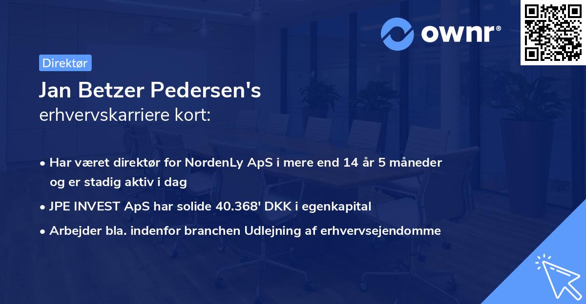 Jan Betzer Pedersen's erhvervskarriere kort