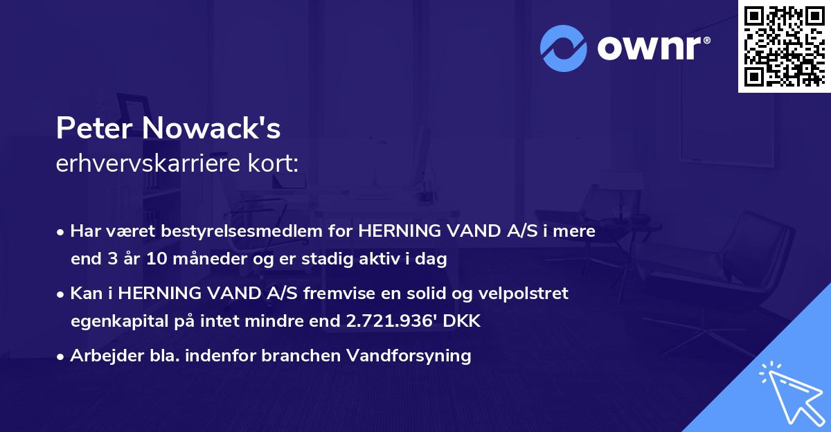 Peter Nowack's erhvervskarriere kort