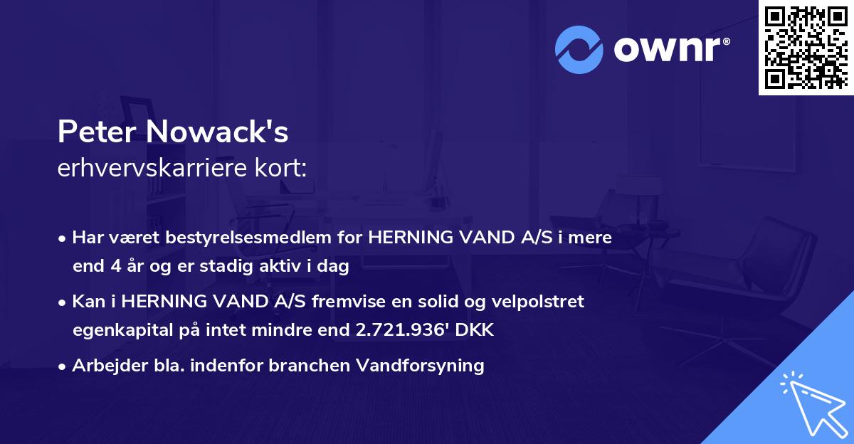 Peter Nowack's erhvervskarriere kort