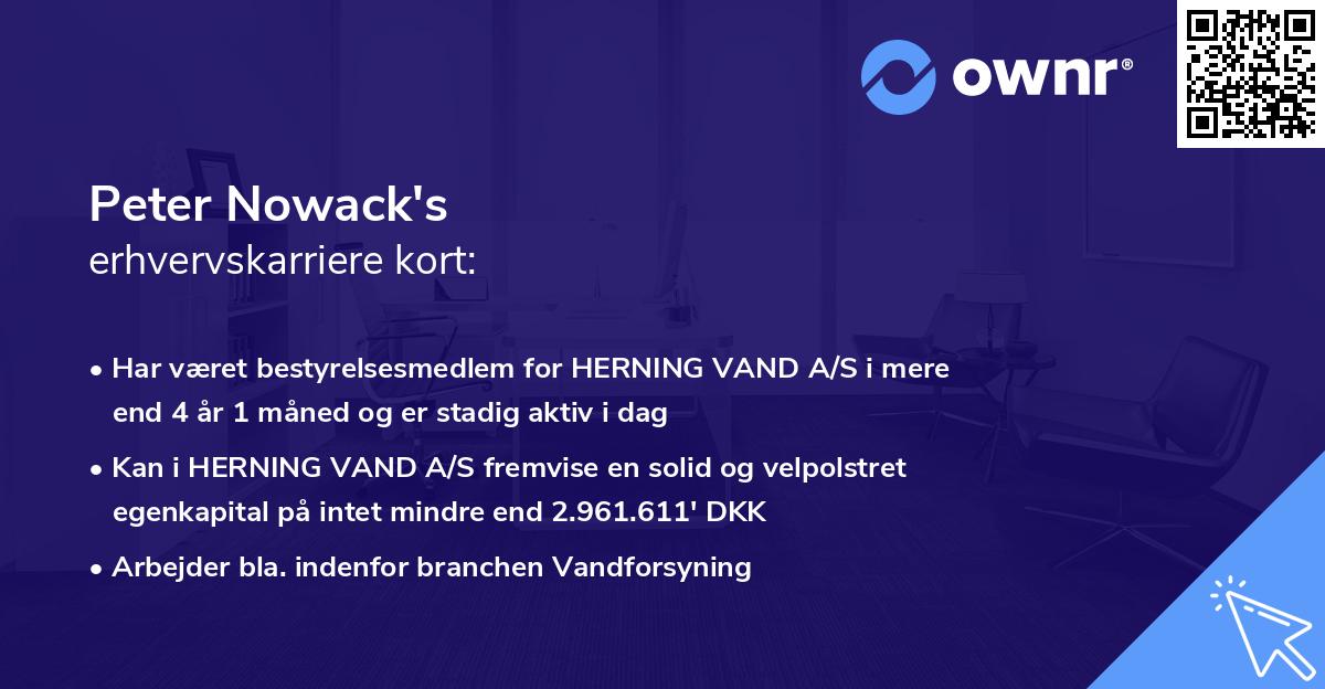 Peter Nowack's erhvervskarriere kort
