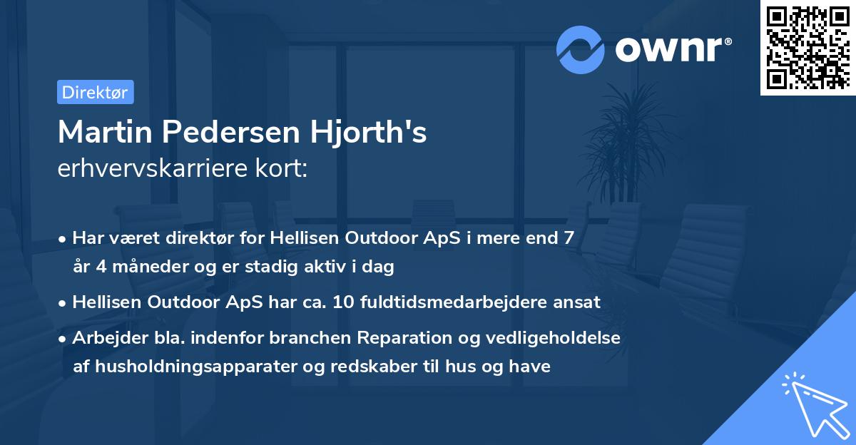 Martin Pedersen Hjorth's erhvervskarriere kort