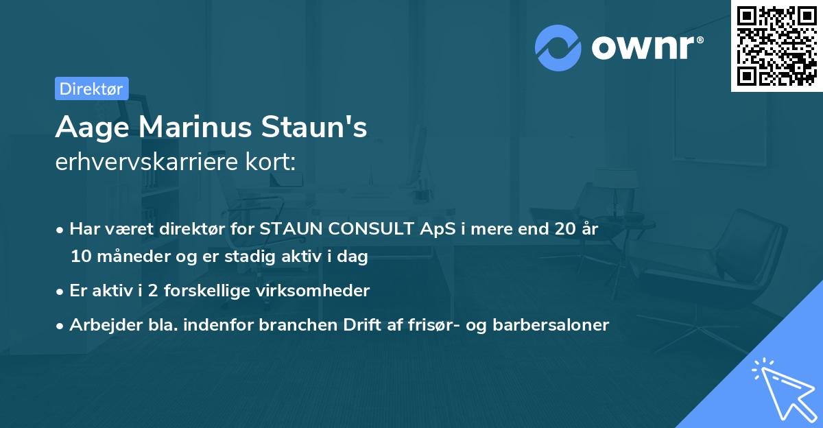 Aage Marinus Staun's erhvervskarriere kort