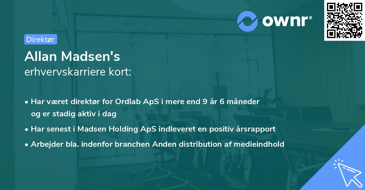 Allan Madsen's erhvervskarriere kort
