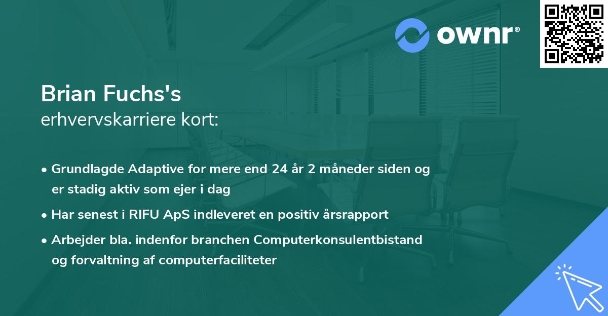 Brian Fuchs's erhvervskarriere kort