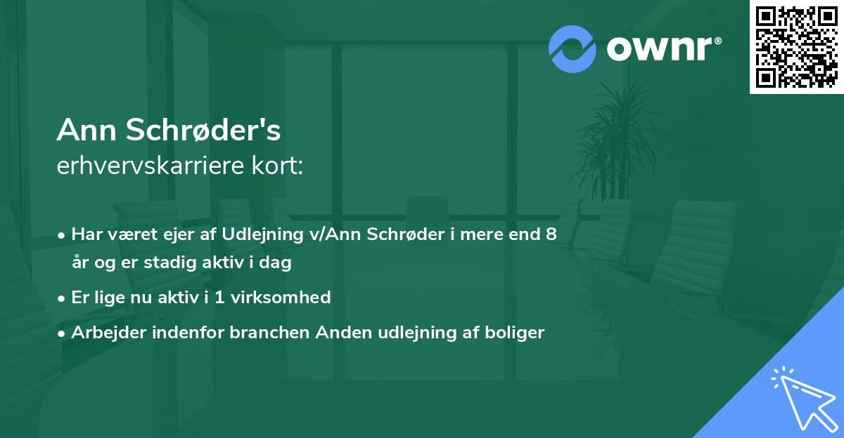 Ann Schrøder's erhvervskarriere kort