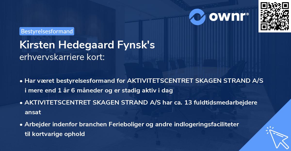 Kirsten Hedegaard Fynsk's erhvervskarriere kort