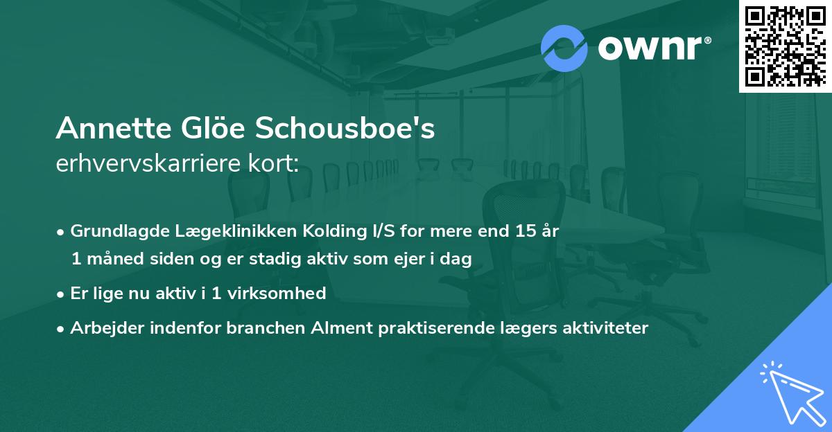 Annette Glöe Schousboe's erhvervskarriere kort