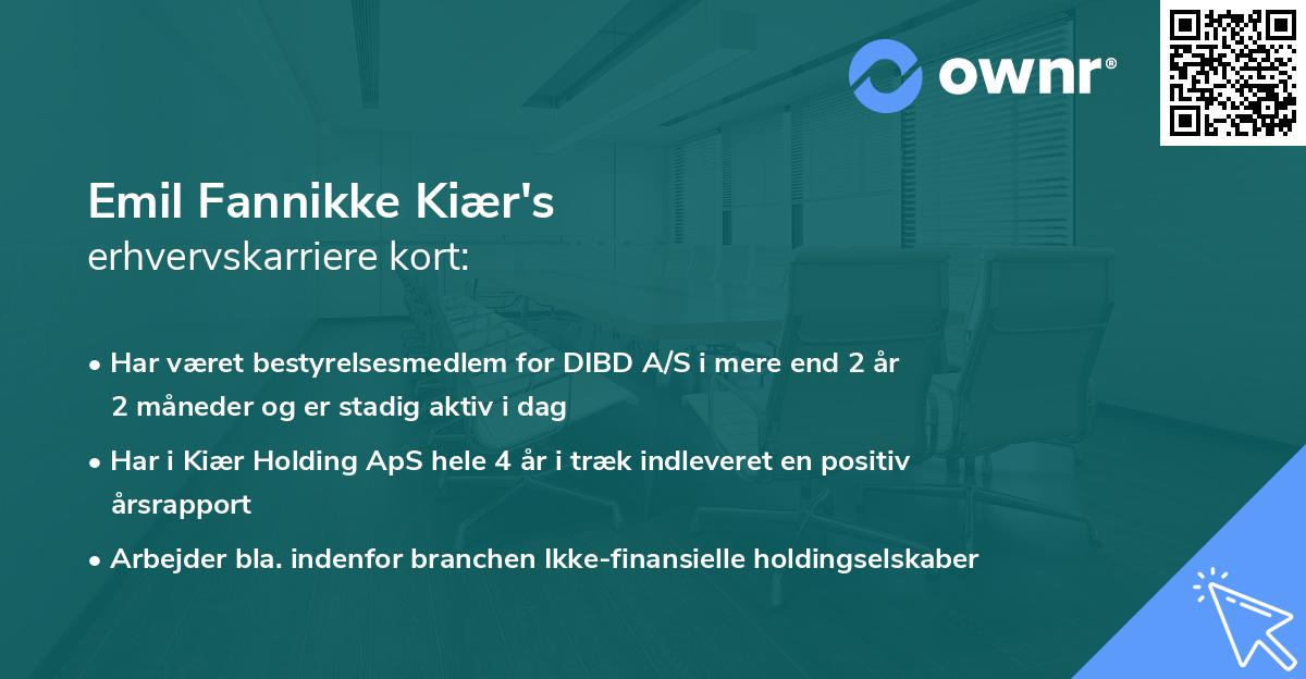 Emil Fannikke Kiær's erhvervskarriere kort