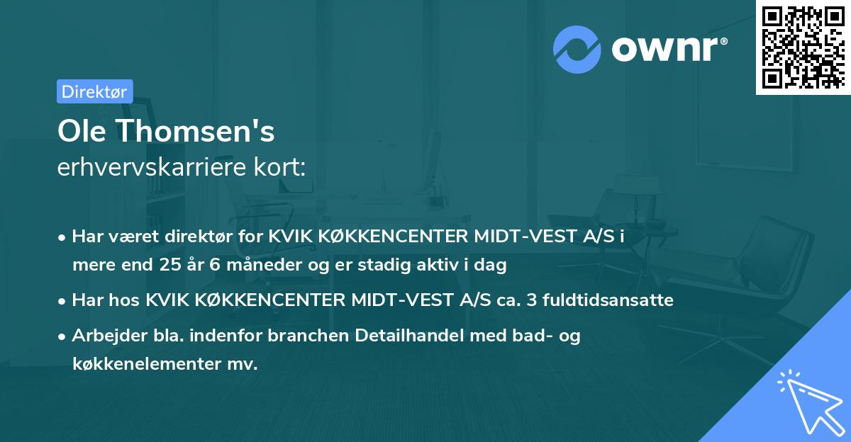 Ole Thomsen's erhvervskarriere kort