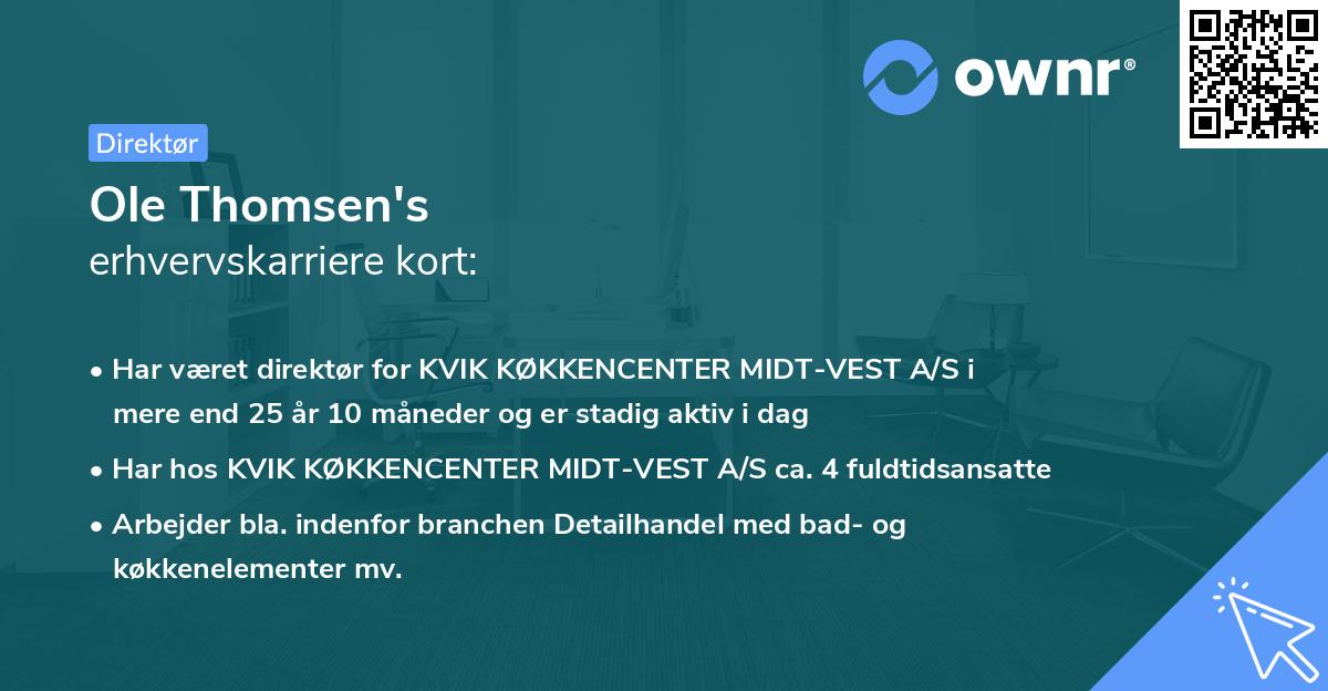 Ole Thomsen's erhvervskarriere kort