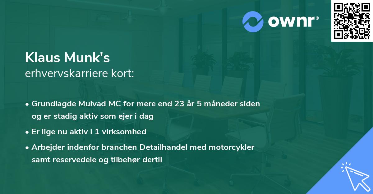 Klaus Munk's erhvervskarriere kort