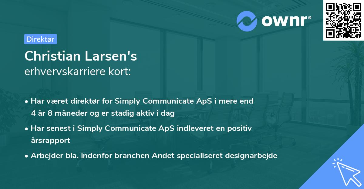 Christian Larsen's erhvervskarriere kort