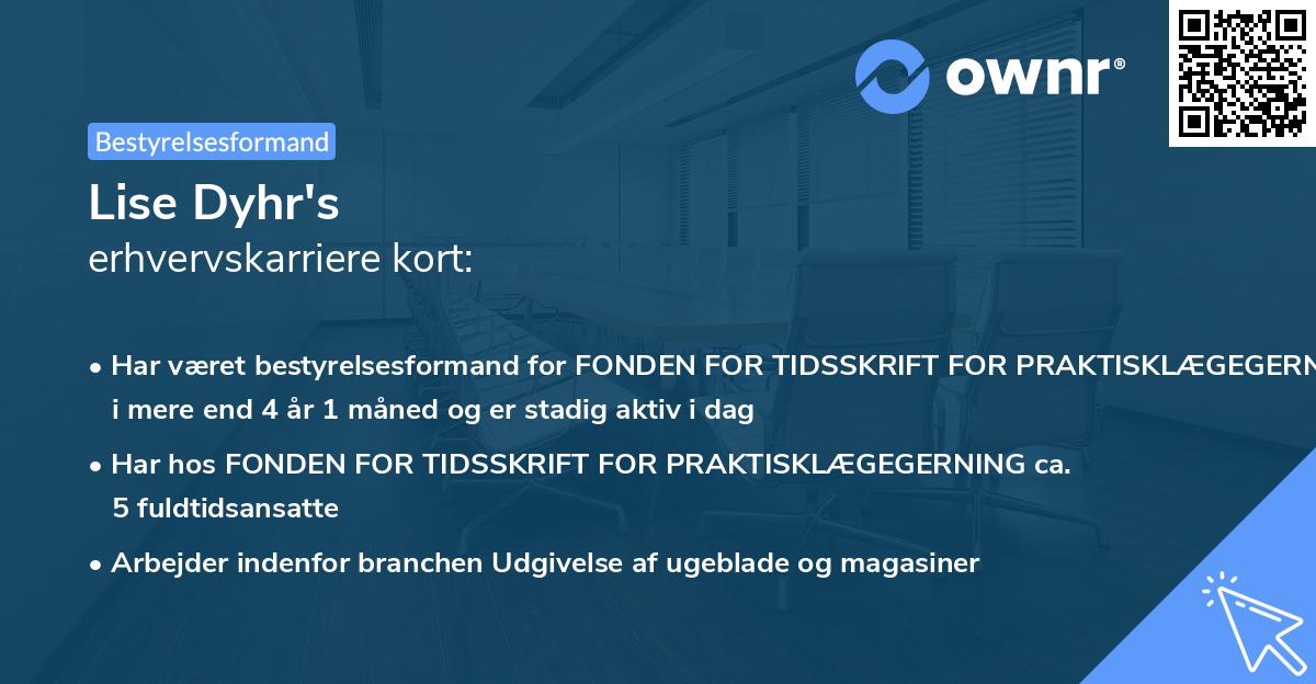 Lise Dyhr's erhvervskarriere kort