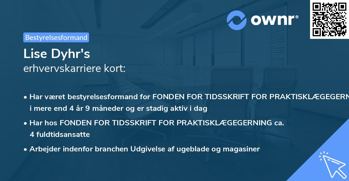 Lise Dyhr's erhvervskarriere kort