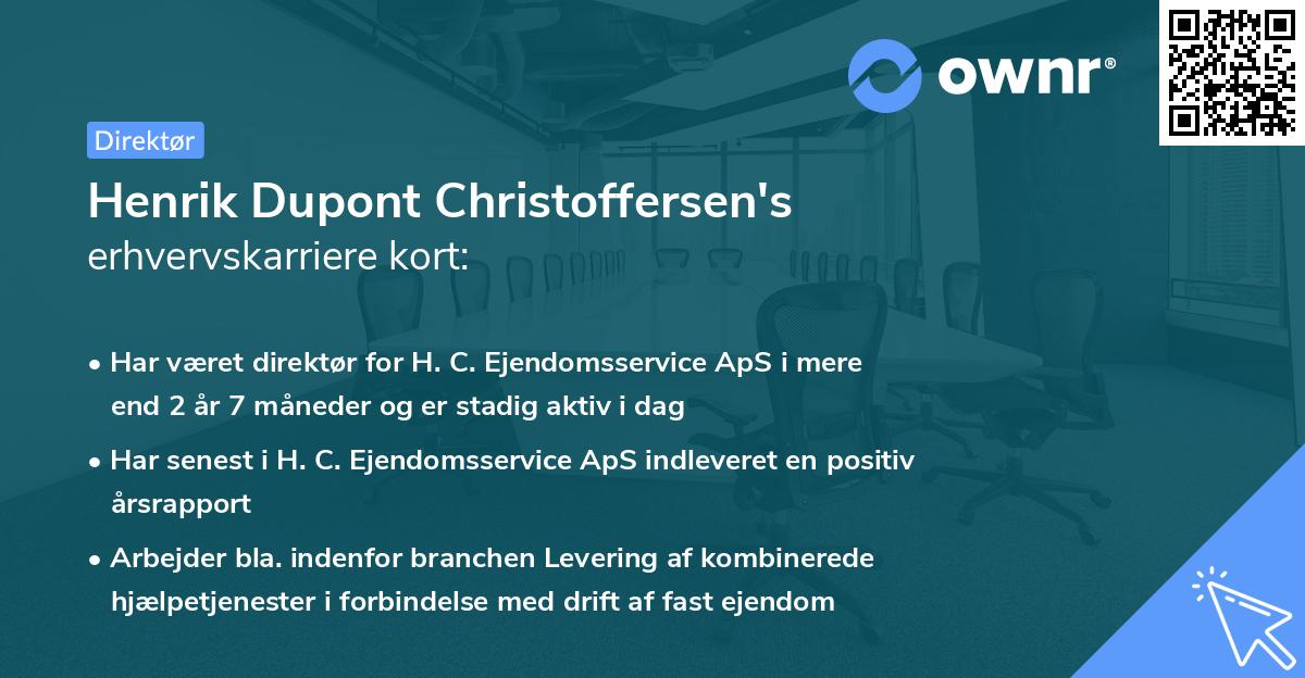 Henrik Dupont Christoffersen's erhvervskarriere kort