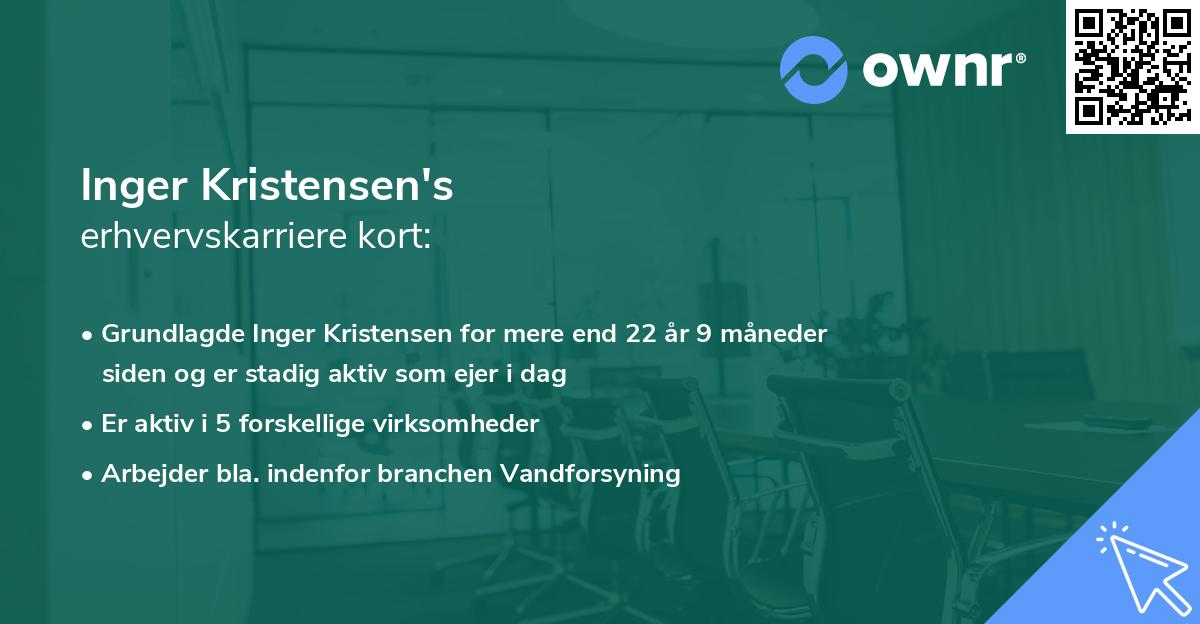 Inger Kristensen's erhvervskarriere kort