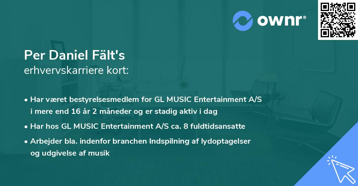 Per Daniel Fält's erhvervskarriere kort